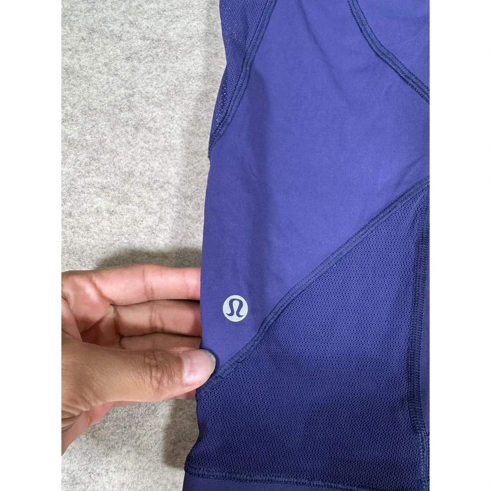 Lululemon Leggings‎ Womens 4 Blue Capri High Rise Mesh Pockets Running Yoga